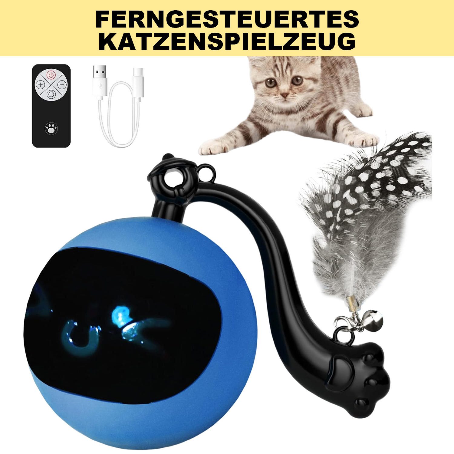Refttenw Tier-Intelligenzspielzeug Interaktives Katzenspielzeug Ball mit günstig online kaufen