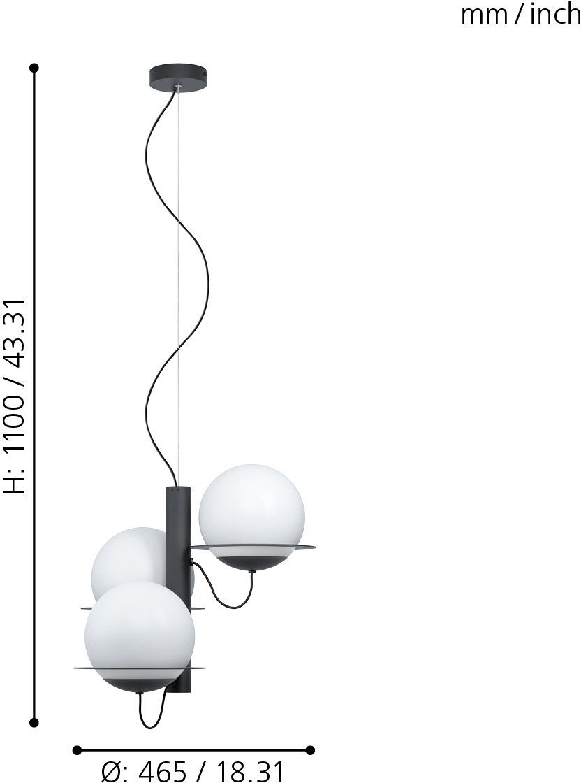 EGLO Pendelleuchte SABALETE, Hängelampe, ohne Leuchtmittel, Hängeleuchte, Dimmfunktion, dimmbar