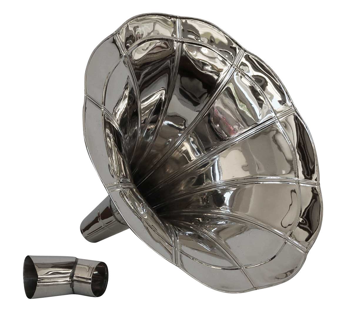 Dekoobjekt Trichter Grammophon Horn silberfarben im antik Stil gramophone (D)