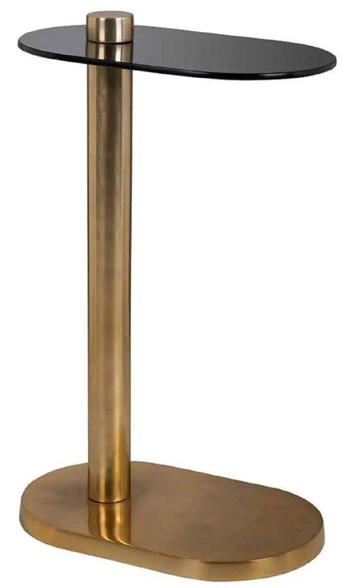Casa Padrino Beistelltisch Luxus Beistelltisch Gold / Schwarz 38 x 23 x H. 61 cm - Moderner Edelstahl Tisch mit Glasplatte - Luxus Möbel
