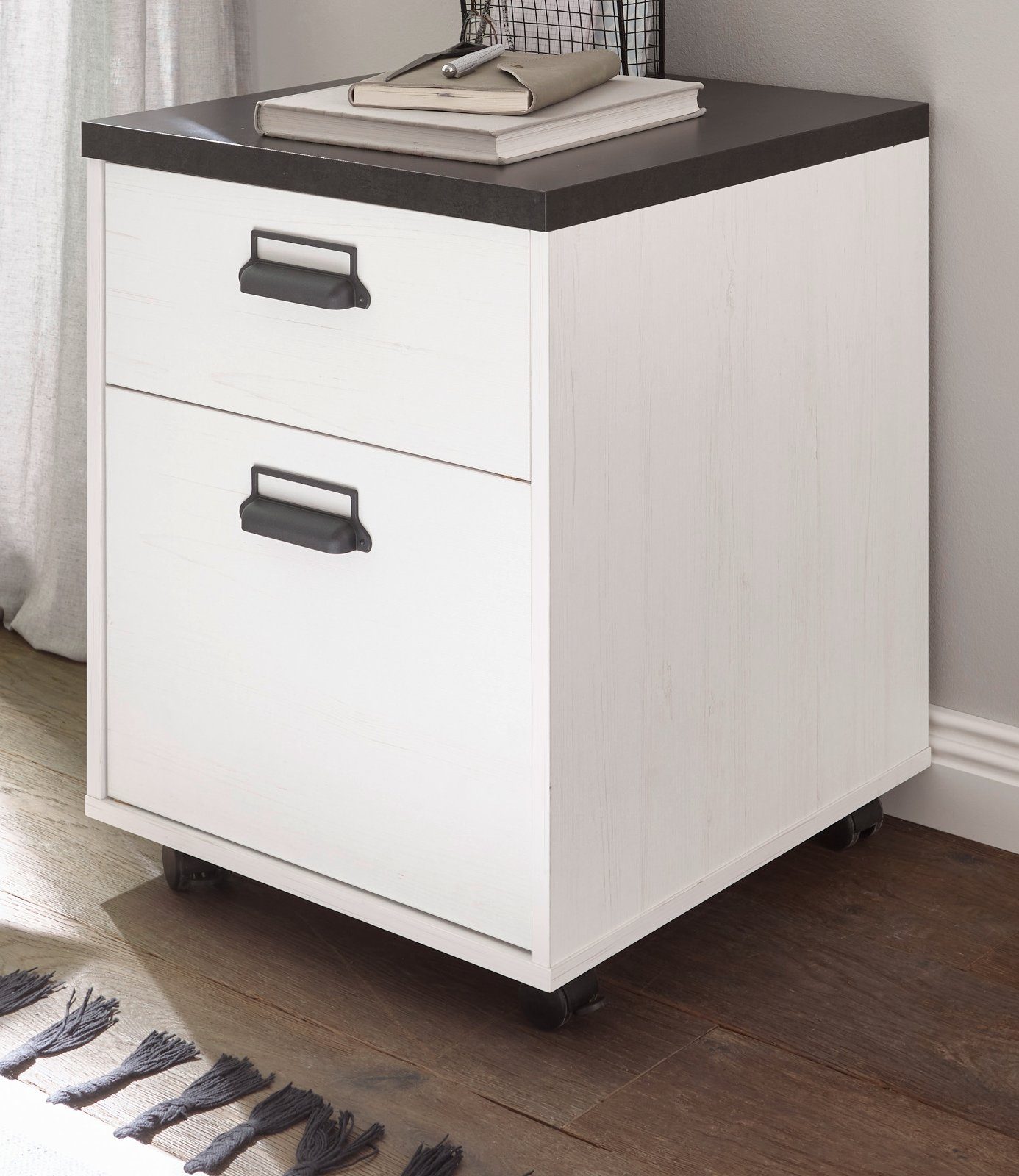 Furn.Design Rollcontainer Stove, (Schreibtisch Container in Pinie Weiß, 47 x 60 cm), mit Soft-Close-Funktion