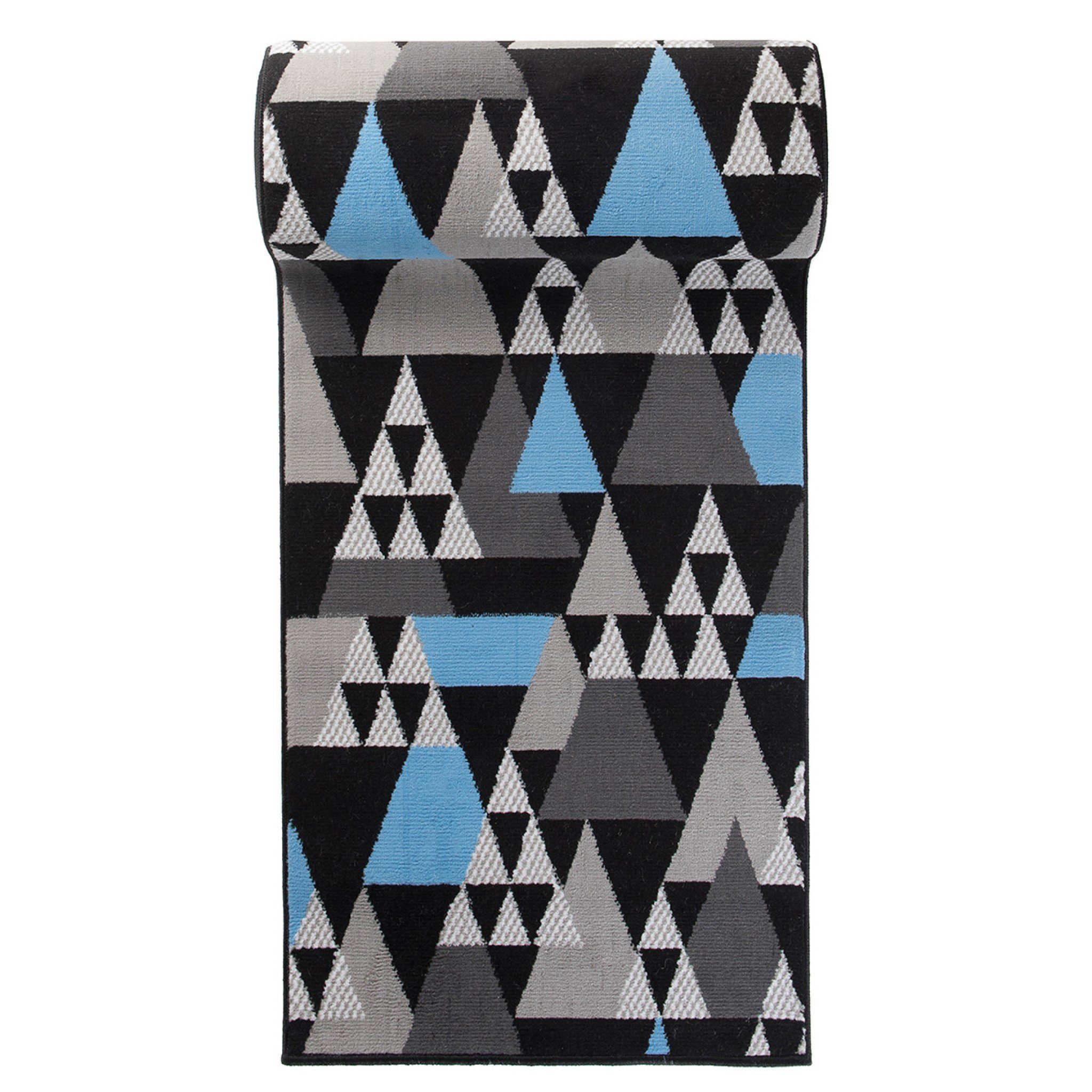 Mazovia Läufer Läufer Flurläufer Modern für Vorzimmer 80 cm Breit Grau Blau, 80 x 100 cm, Kurzflor, Meterware, Höhe 8 mm