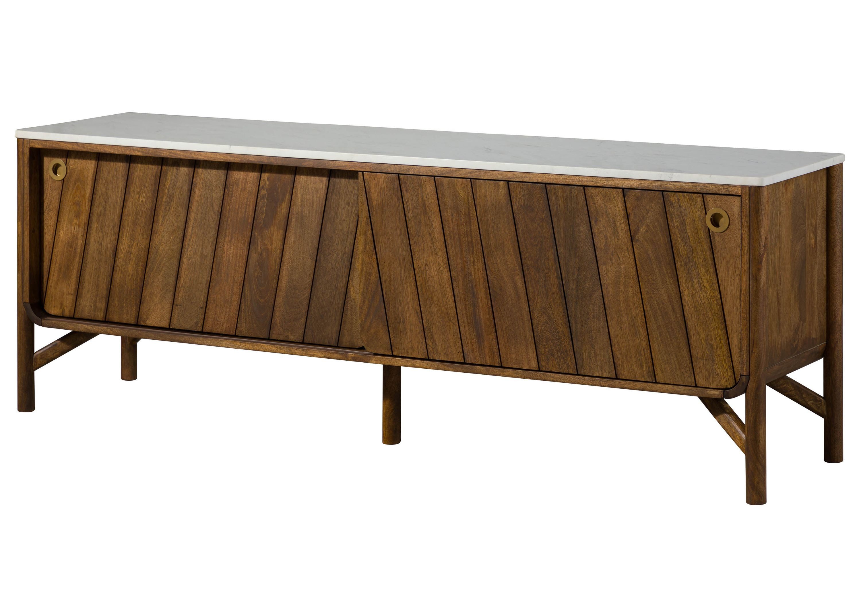 Massivmoebel24 Sideboard LOS ANGELES Mango Massivholz braun / weiß (Massivholz montiert 89 kg LOS ANGELES #07), Mango 185x45x65 cm braun / weiß geölt