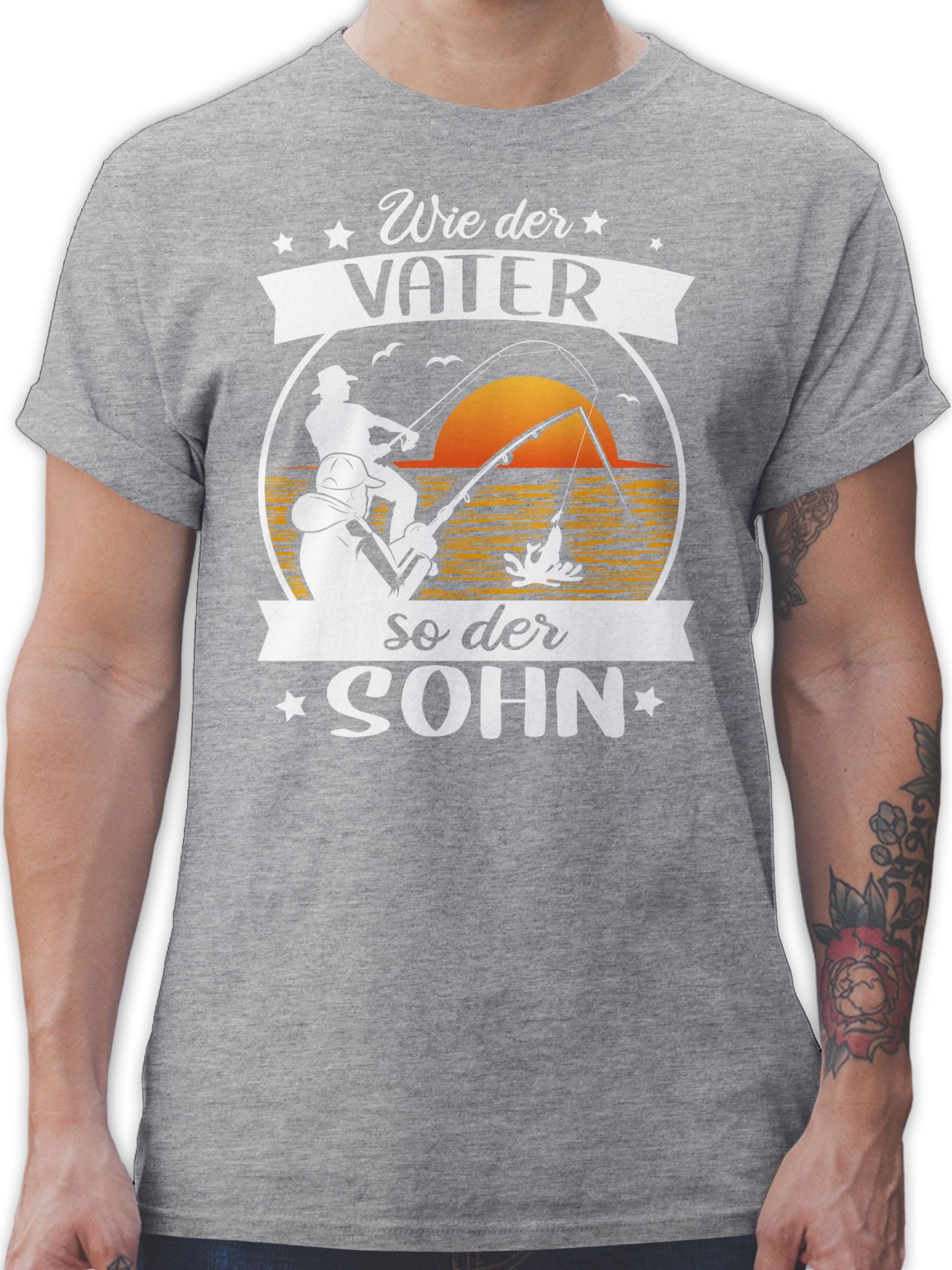 T-Shirt Wie der Vater so der Sohn - Angeln - weiß/orange