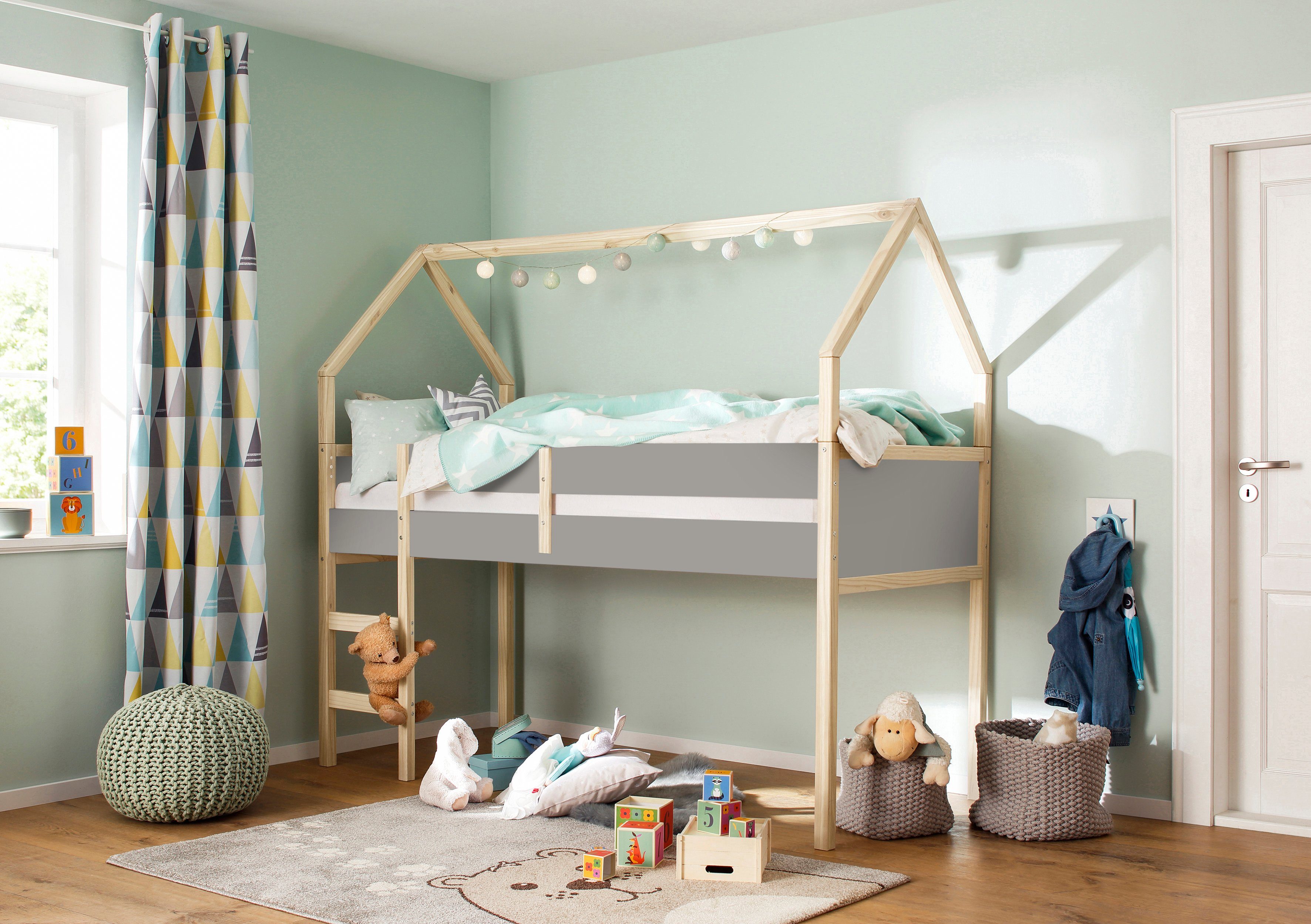 Lüttenhütt Hochbett Janne Kiefernholz, Einzelbett, inklusive günstig online kaufen