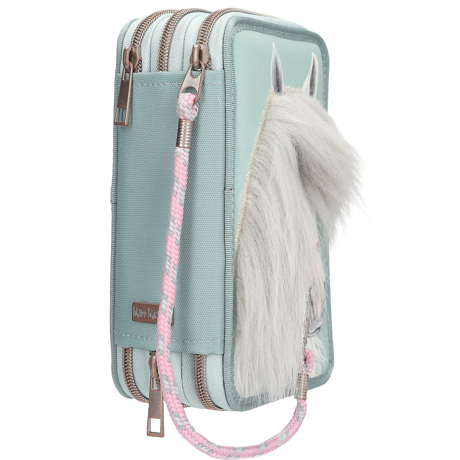Depesche Geldbörse Depesche 3-Fach Federtasche Miss Melody Pferdekopf Applikation Salbei-