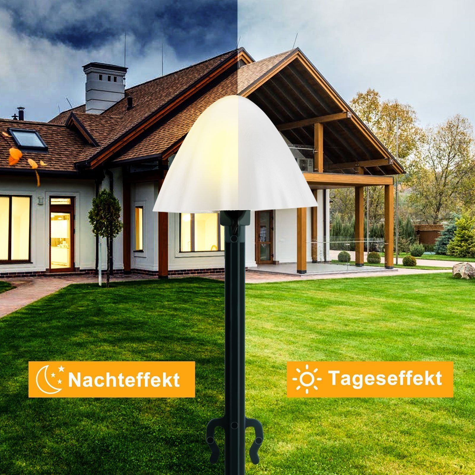 LED Solarlampe, LETGOSPT Gartenleuchte 5M/3,7M Pilz - Warmweiß 10 Straßenlaterne LEDs 3,7M