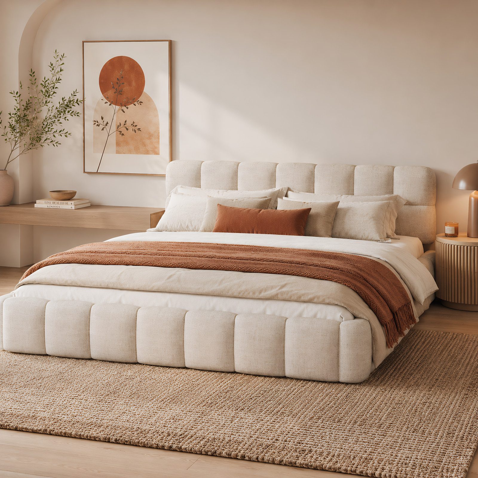 Simurq Polsterbett Bubble Bett 140x200 cm Doppelbett Jugendbett Flachbett Mit Lattenrost (Ohne Matratze), mit gepolstertem Kopfteil, …