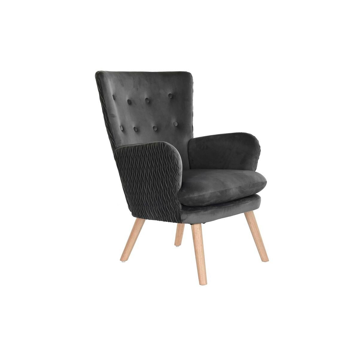 DKD Home Decor Sessel Sitz DKD Home Decor natürlich Holz Polyester Dunkelgrau 66 x 67 x 92 c