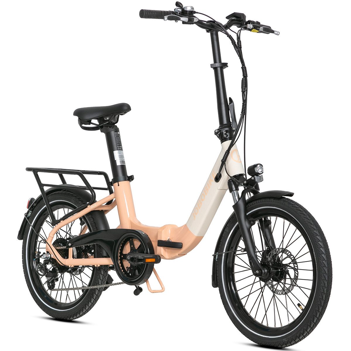 JOBOBIKE E-Bike Klapprad 20 Zoll Faltrad Ace, E-Cityrad 22kg, 360Wh Sitzrohrbatterie, 50-90km, 7 Gang Shimano, Kettenschaltung, Heckmotor, 360 Wh, (mit Akku-Ladegerät, mit Bluetooth), Faltbares Elektrofahrrad für Damen und Herren, Scheibenbremsen