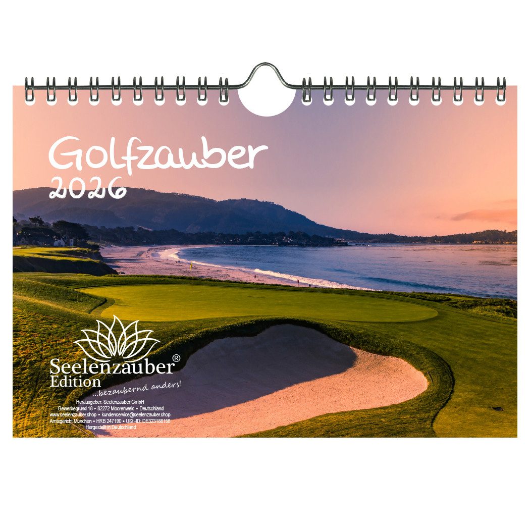 Seelenzauber Wandkalender Golfzauber DIN A5 Kalender für 2026 Golf und golfen - Seelenzauber
