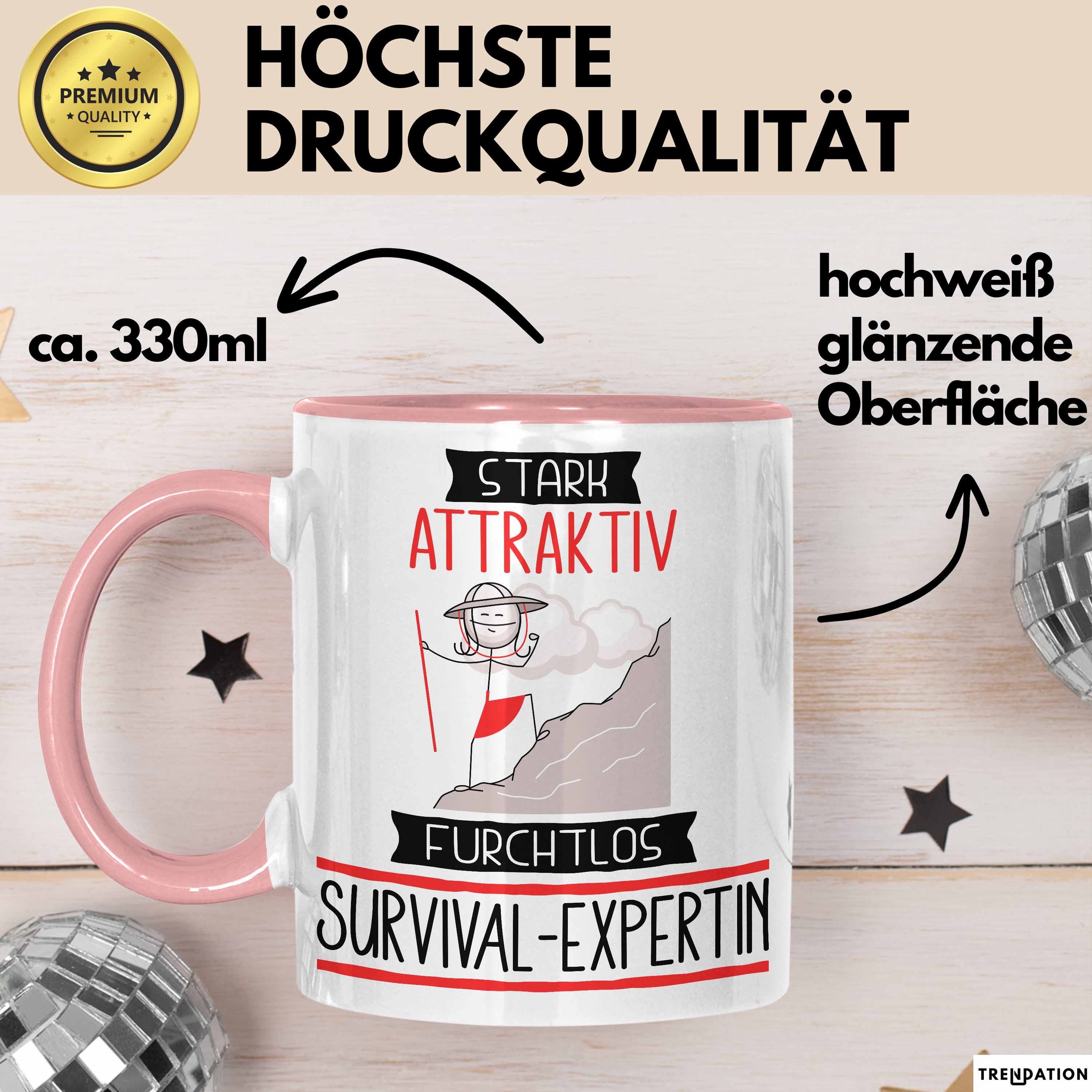 Trendation Tasse Survival-Expertin Tasse Geschenk Becher Stark Attraktiv Furchtlos Su