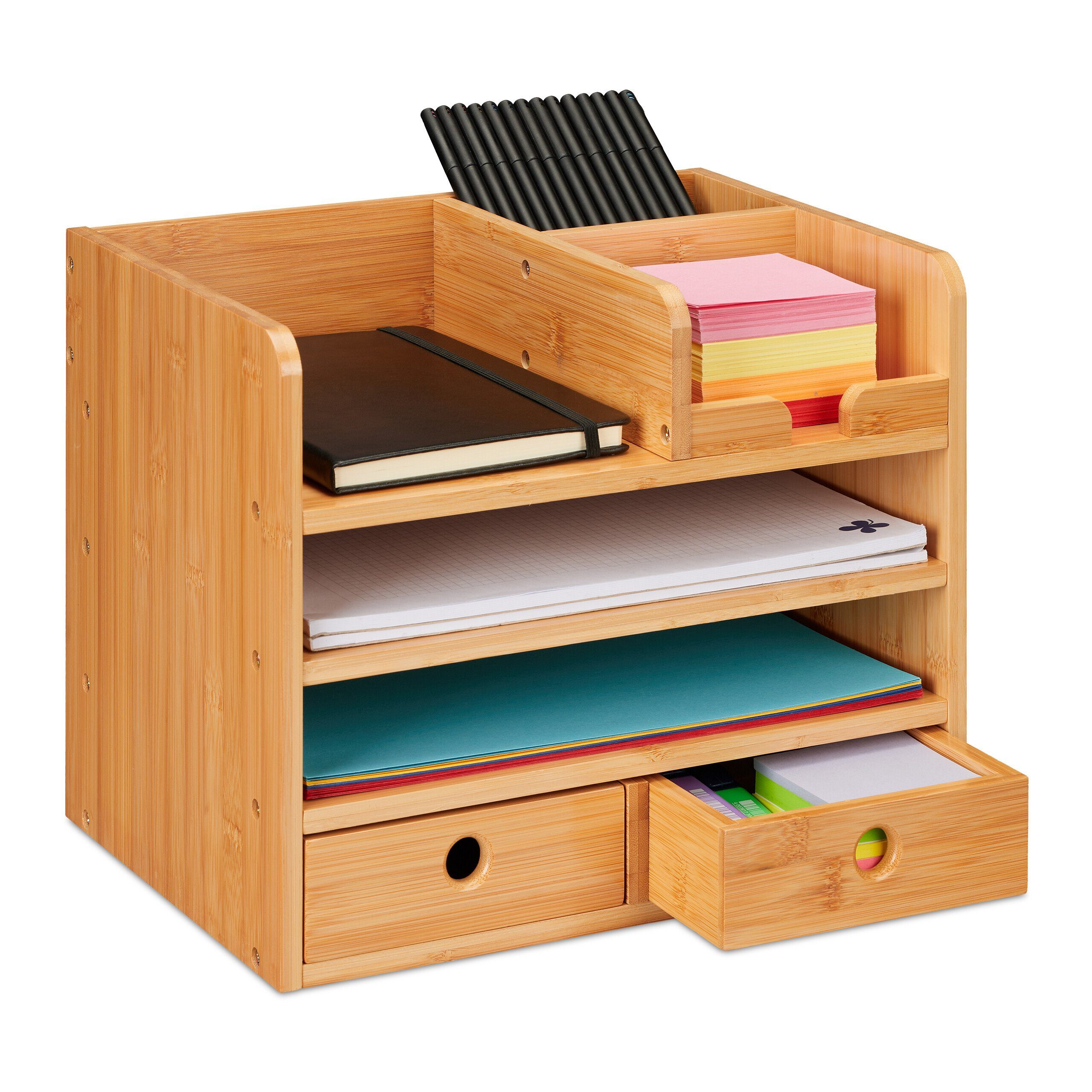 relaxdays Organizer Schreibtisch-Organizer mit 2 Schubladen