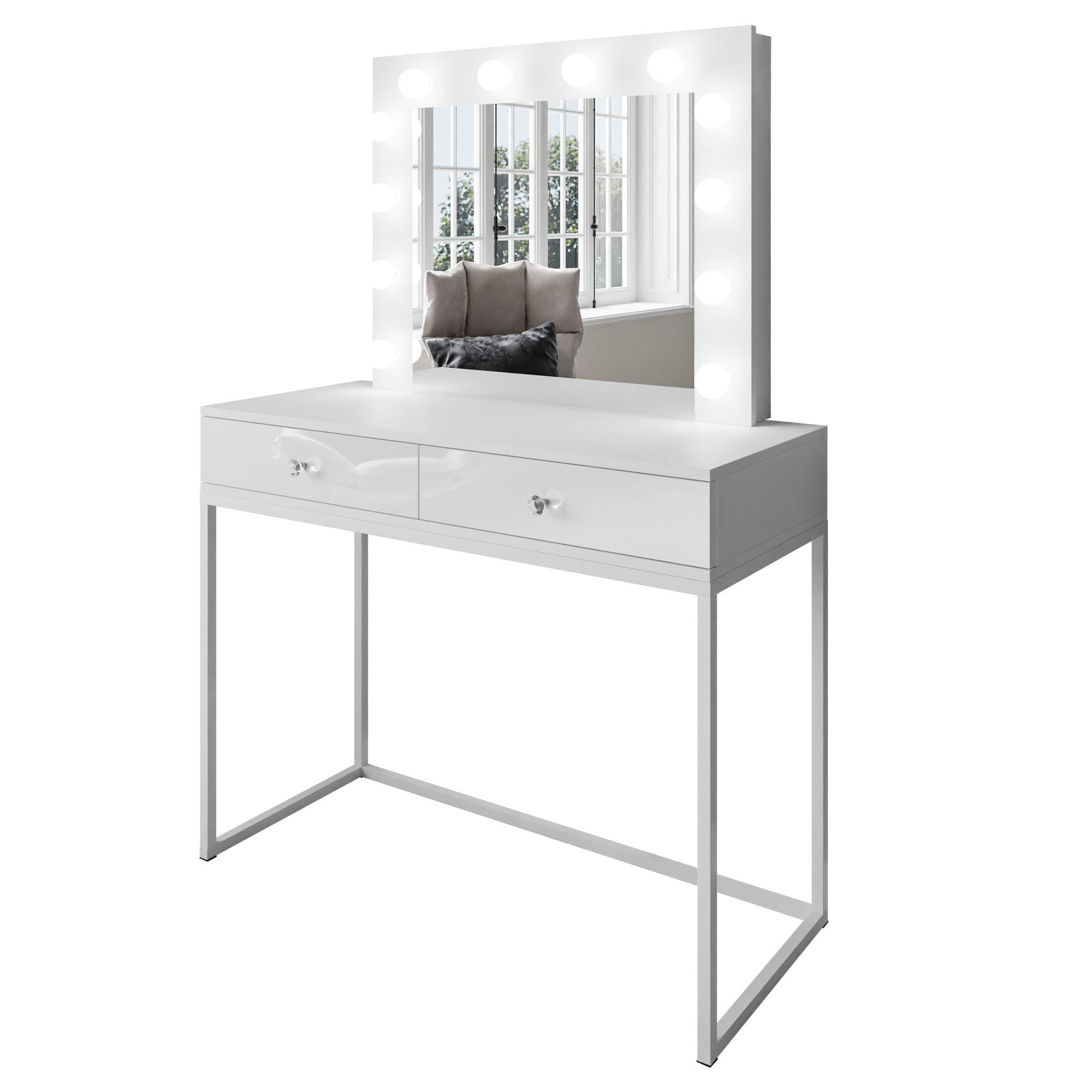 Lookway Schminktisch BLANCO LOFT mit LED-beleuchtetem Spiegel (Schminktisch mit Spiegel), Breite: 100 cm