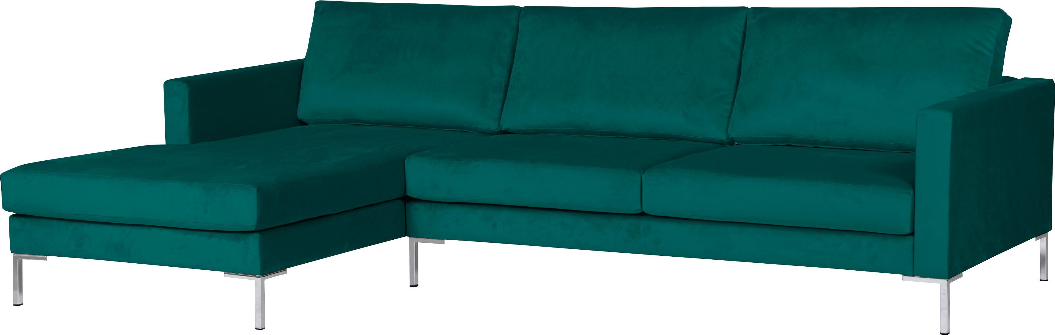 Velina, Breite 251 cm Ecksofa petrol Metall-Winkelfüßen, Gerberei Alte mit