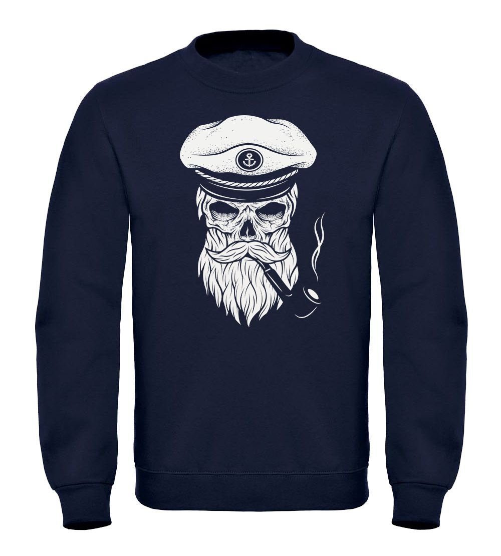Neverless Sweatshirt Seemann Totenkopf Skull Neverless® Bard Herren Pullover Captain Kapitän Hipster navy Sweatshirt