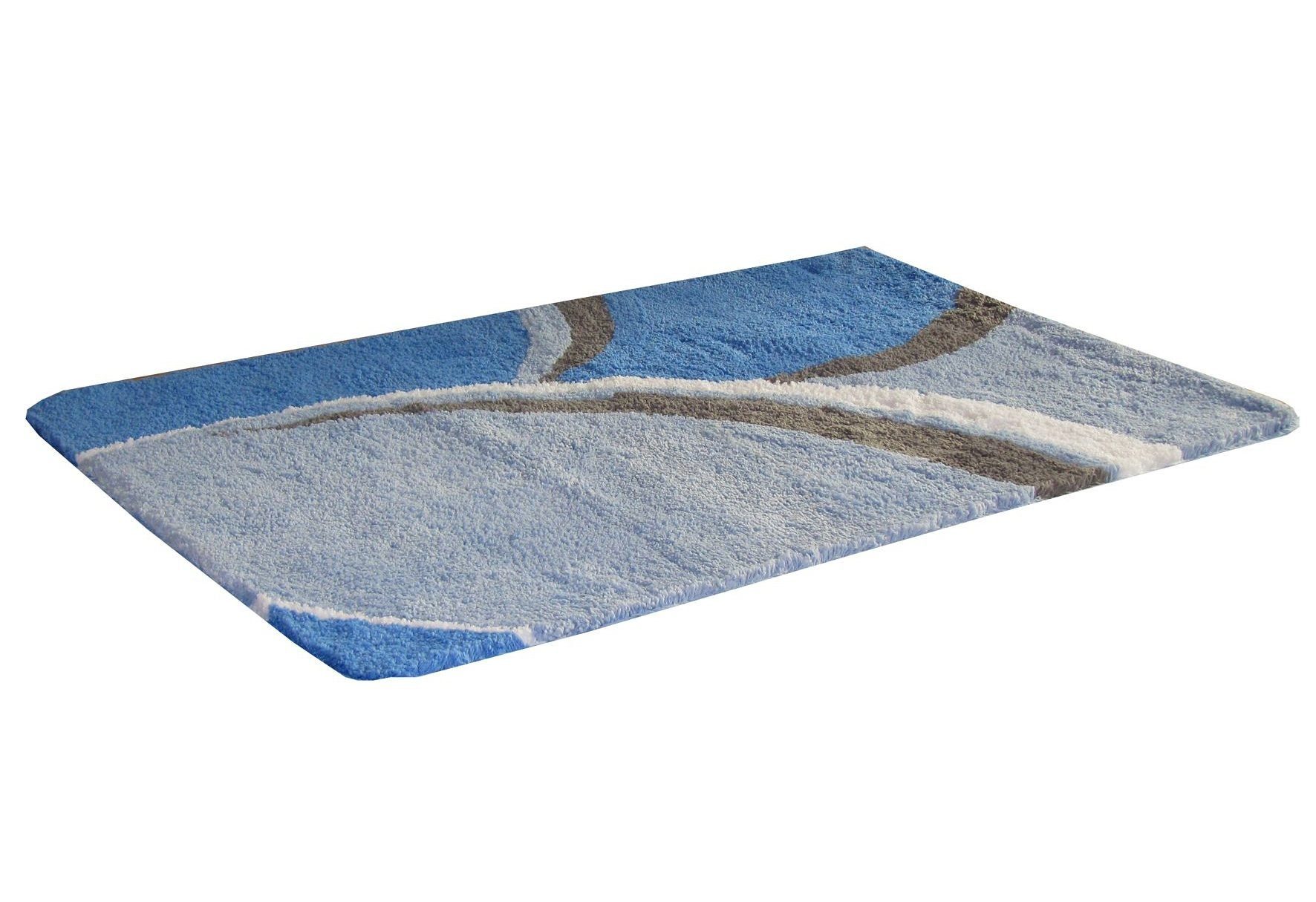KiNZLER Badematte Genappe, Höhe 20 mm, rutschhemmend beschichtet, fußbodenheizungsgeeignet, Polyester, rechteckig, Badteppich, modernes Design