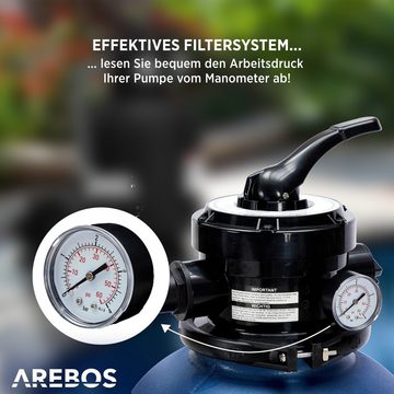 Arebos Sandfilteranlage mit Pumpe inkl.700g Filterbälle, 400 W, 7 Wege-Ventil (Set)