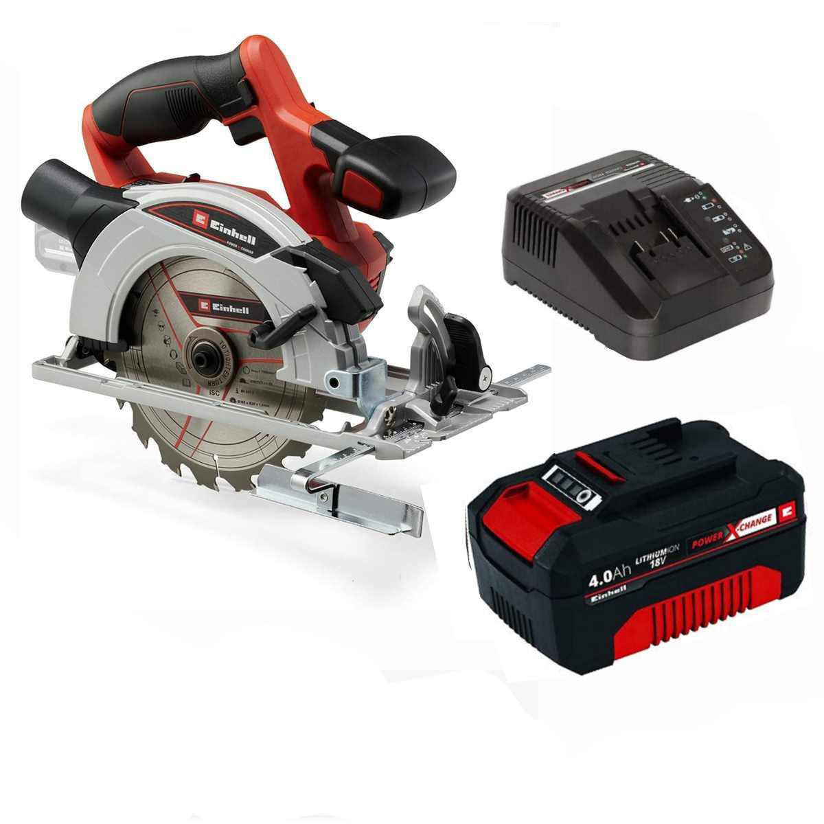 Einhell Akku-Handkreissäge Handkreissäge TE-CS 18/165-1 Li-Solo 18 V mit Akku 4.0 Ah und Ladegerä