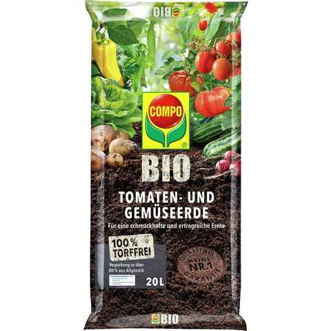 Compo Bio-Erde Tomaten- und Gemüseerde Bio-Qualität, 20 Liter