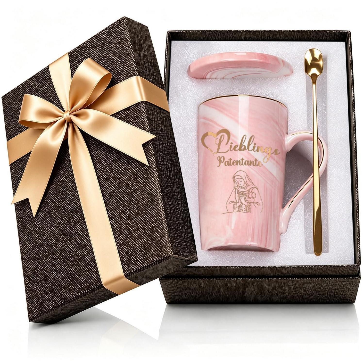 LuxusKollektion Tasse Tasse Patentante Marmor 400ml Geschenkset, Keramik