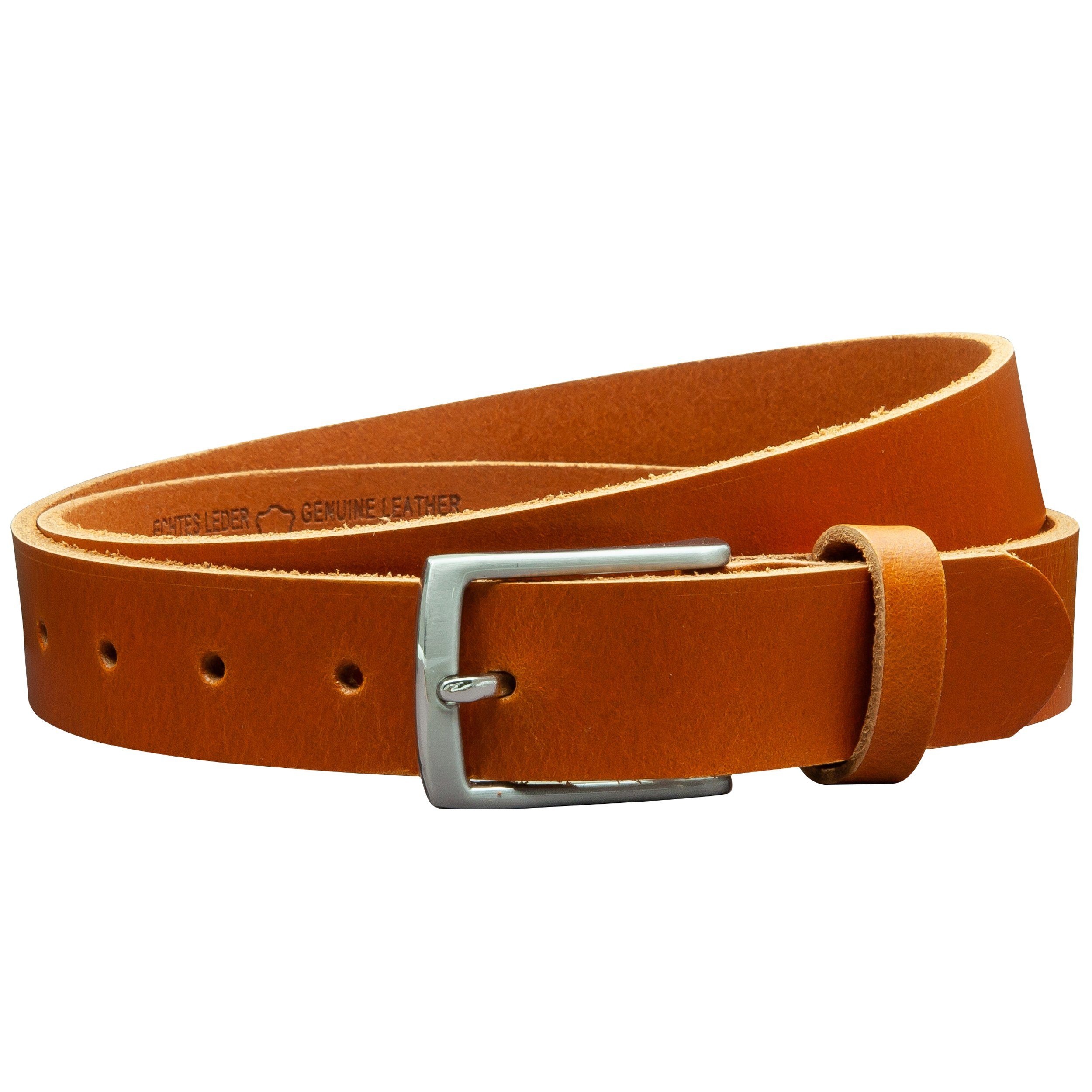 COLOGNEBELT Ledergürtel OM311-VL-Cognac MADE IN GERMANY, Cognac Kürzbar, 100 % Echtleder, Aus einem Stück, Unisex
