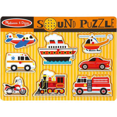 Melissa & Doug Puzzle Soundpuzzle aus Holz - Fahrzeuge, 8 Teile, Puzzleteile