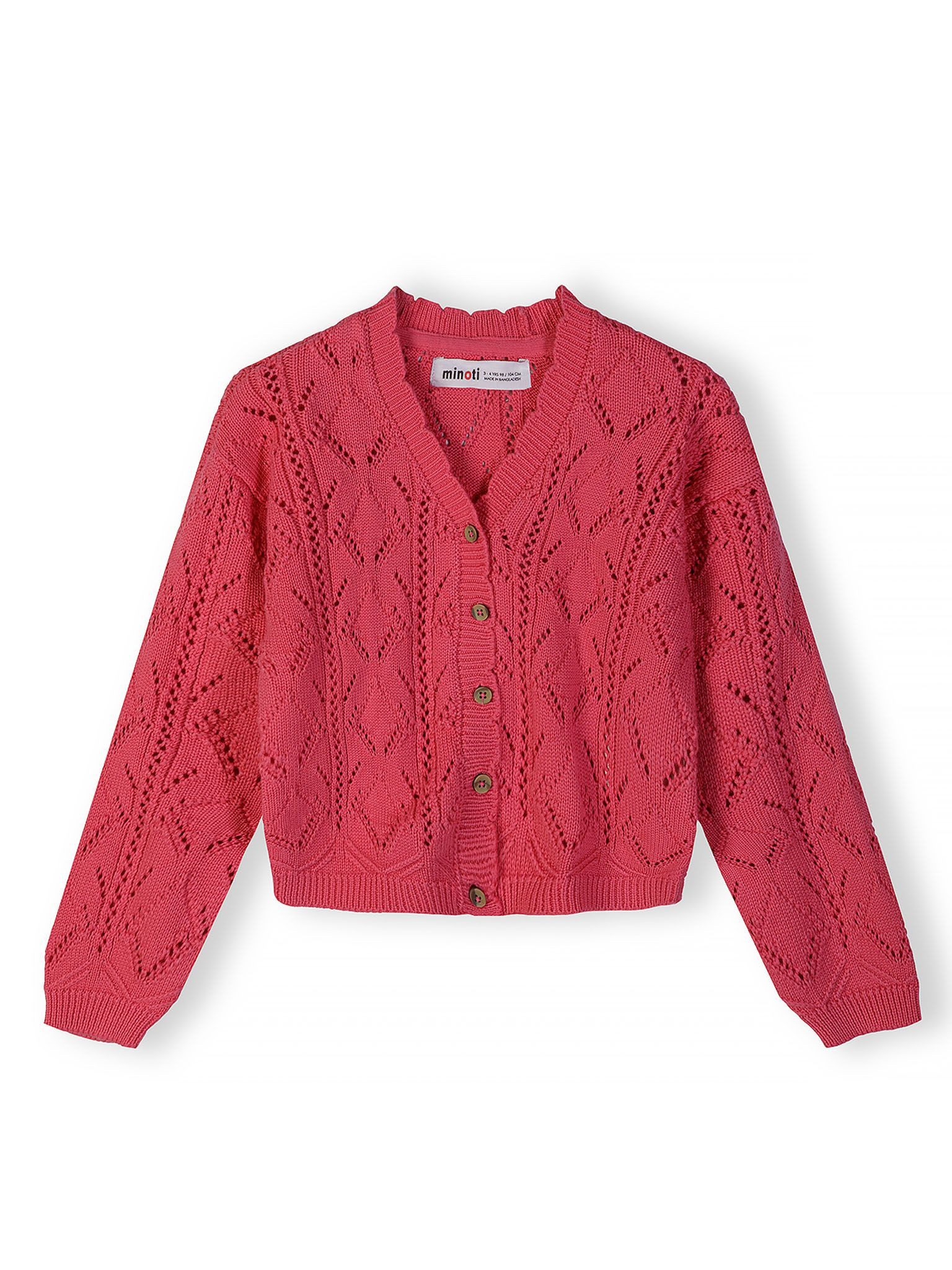 MINOTI Cardigan aus Baumwolle, für Mädchen mit Lochmuster, in Pastellfarben
