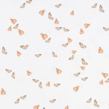 SCHÖNER LEBEN. Stoff Baumwolljersey Digitaldr. SWEET FOREST Schmetterlinge weiß hellbraun s, allergikergeeignet