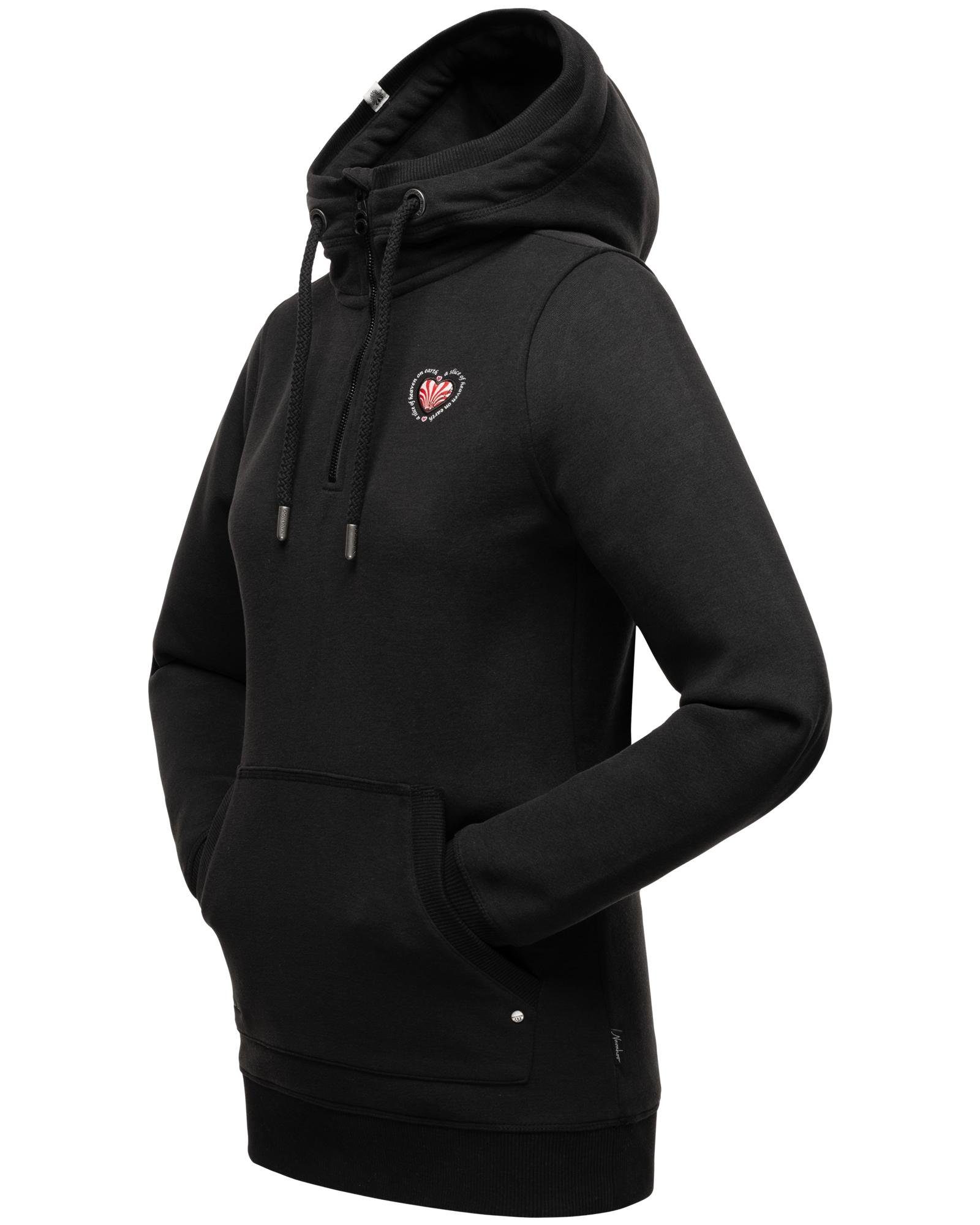 Navahoo Kapuzensweatshirt Zauberelfe Warmer Damen Hoodie mit Tunnelzug-Kordeln schwarz