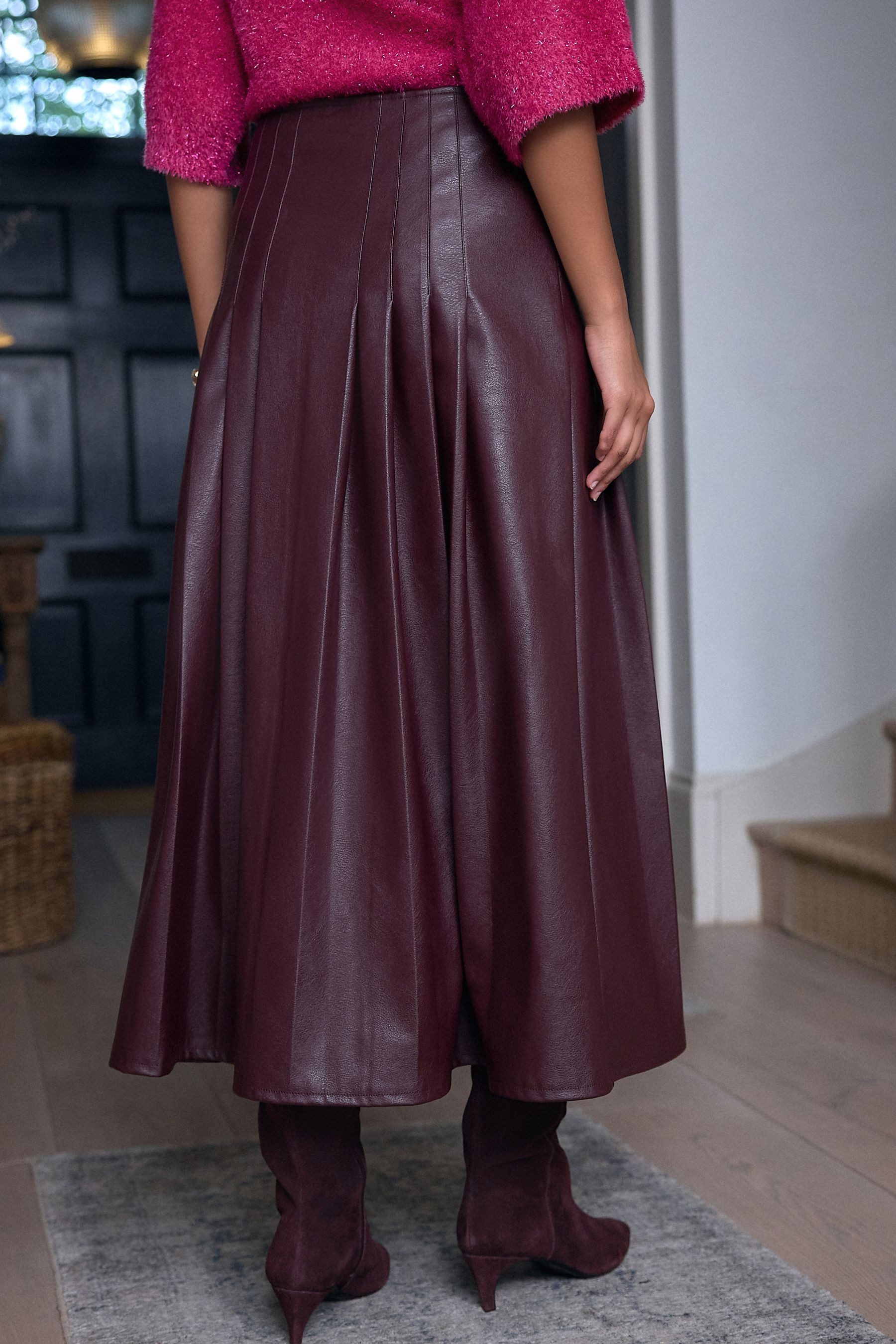 Next Midirock Midi-Kiltrock aus Kunstleder (1-tlg) günstig online kaufen