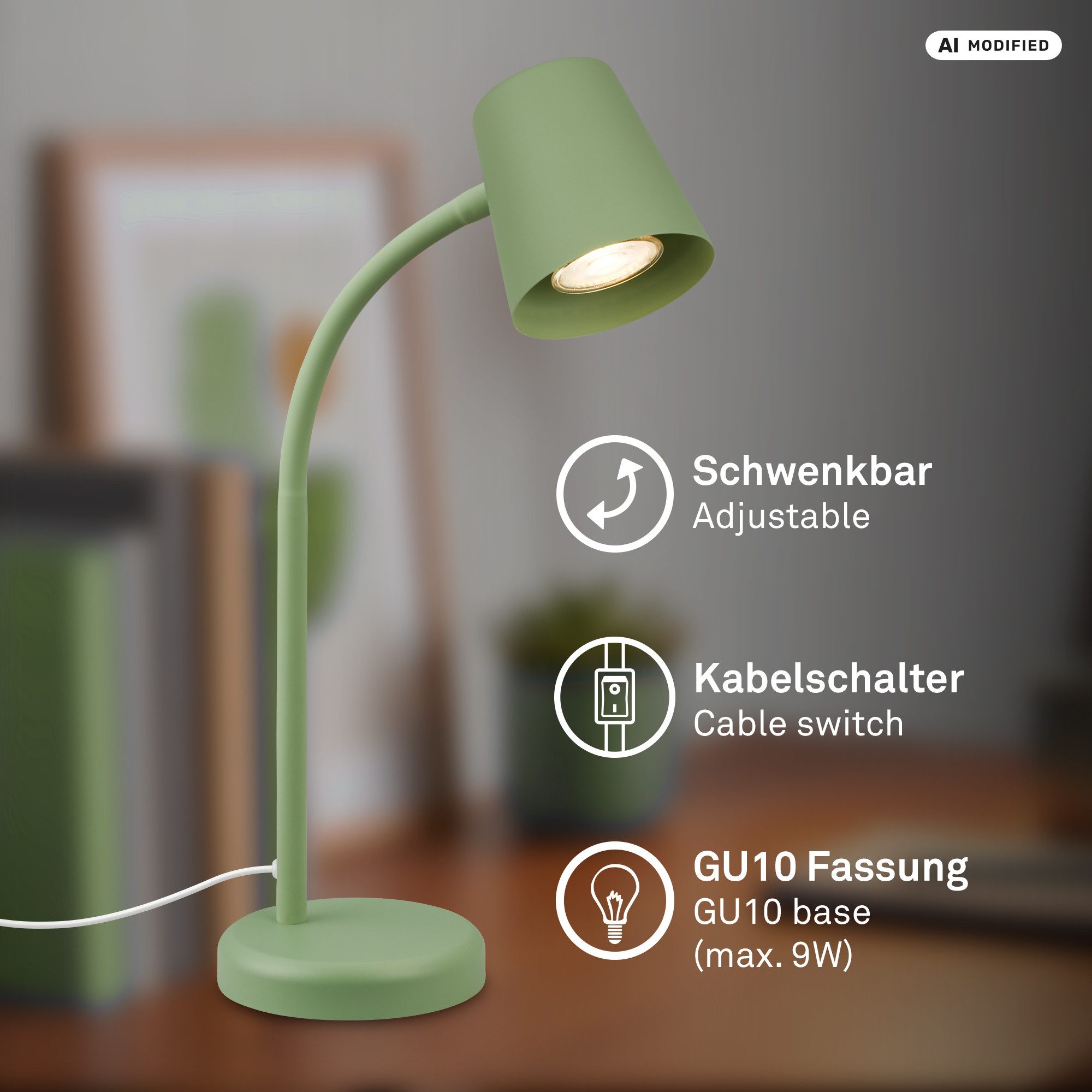 Briloner Leuchten Tischleuchte LED Tischlampe Bürolampe Homeoffice Schreibtischlampe Kinderzimmer, ohne Leuchtmittel, 2700K - Extra - Warmweiß