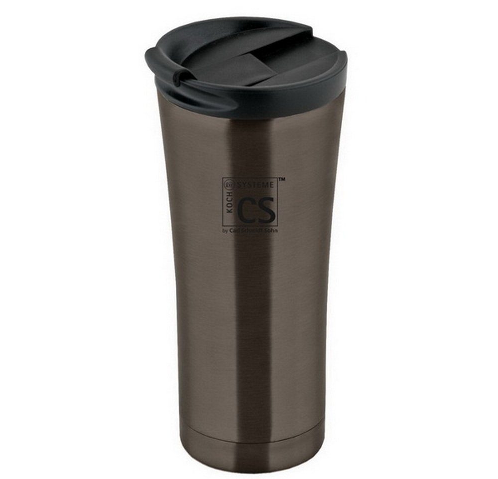 Carl Schmidt Sohn Coffee-to-go-Becher 500 ml Isolierbecher BRILON Thermobecher, Einfacher Einhand-Click-Verschluss - leichte Reinigung: Spülmaschinengeeignet Braun