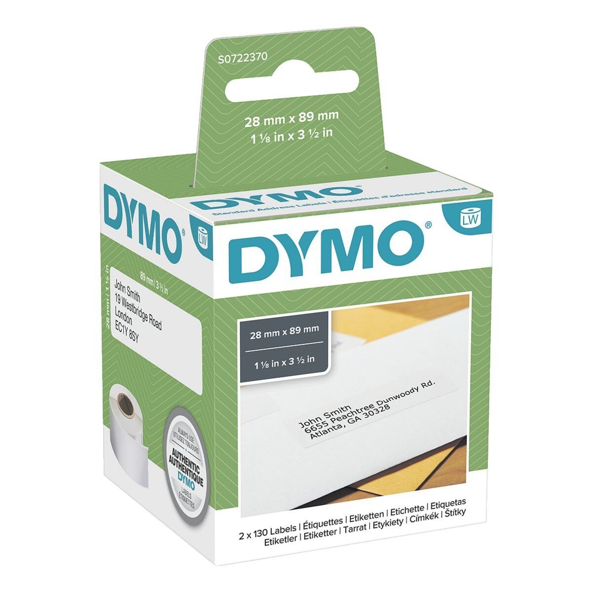 DYMO Thermorolle S0722370, 260 Adress-Etiketten, B/L: 89/28 mm