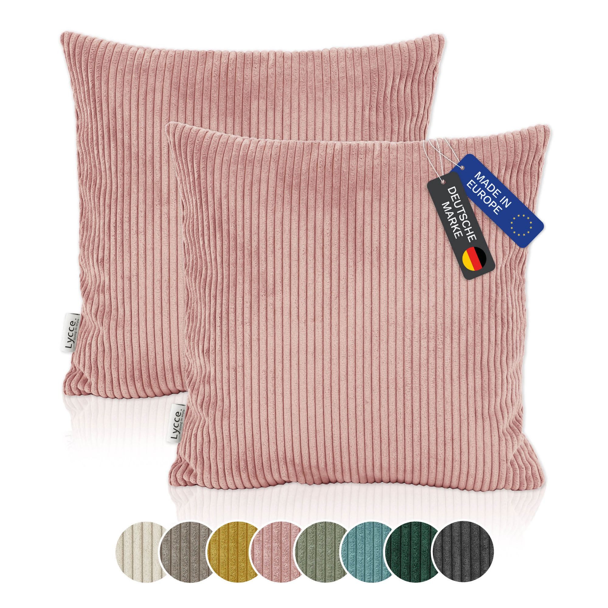 Lycce Dekokissen Kissenbezug 2er Set CORD Stoff (50 x 50 cm) - made in EU
