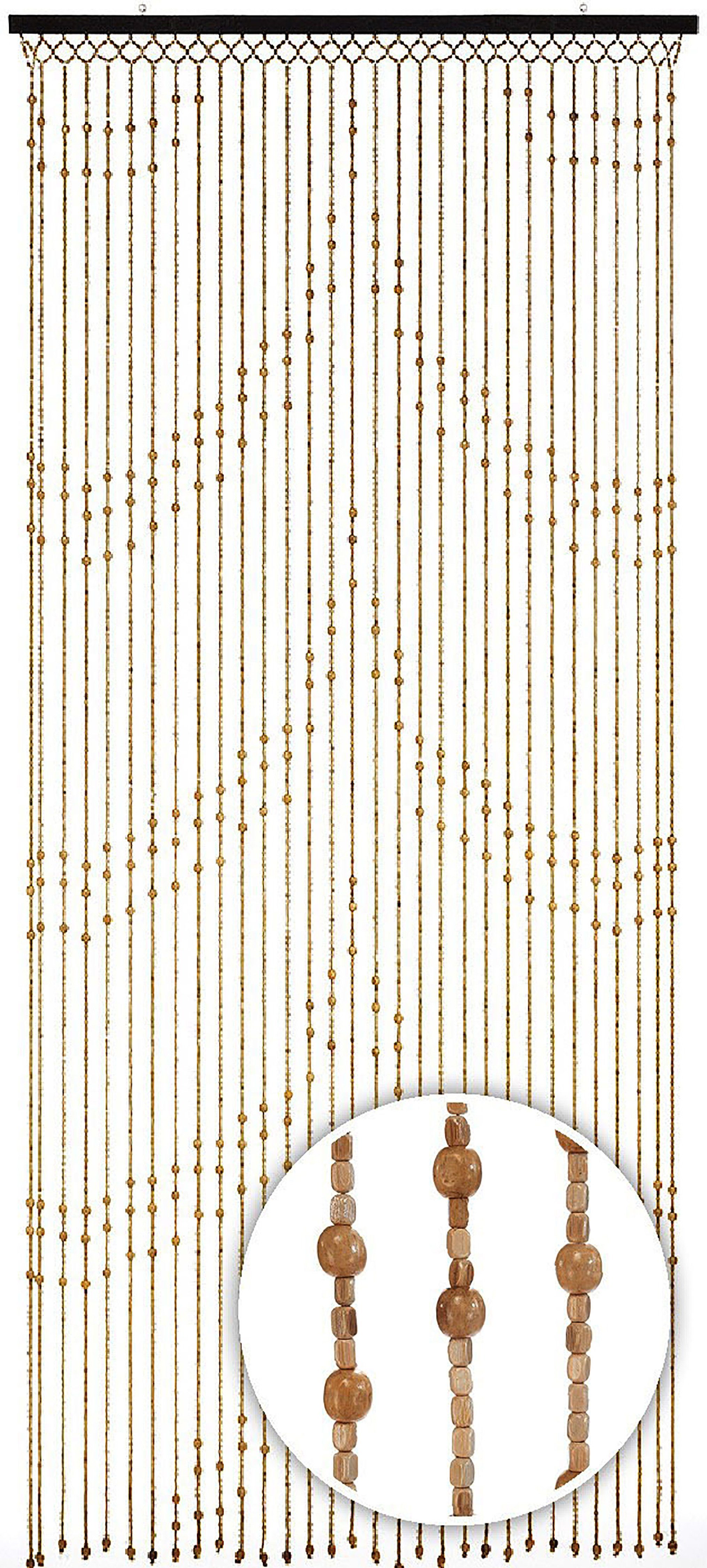 transparent St), 90x200, Holzperlenvorhang Türvorhang Ösen Kobolo, (1 Samara