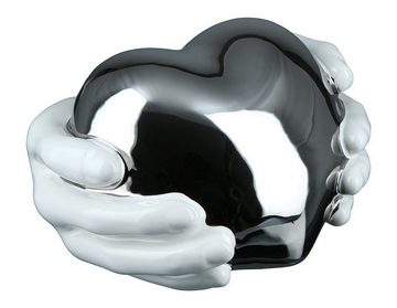 NO NAME Skulptur Silbernes Herz in zwei Händen, Keramik, B 18 cm