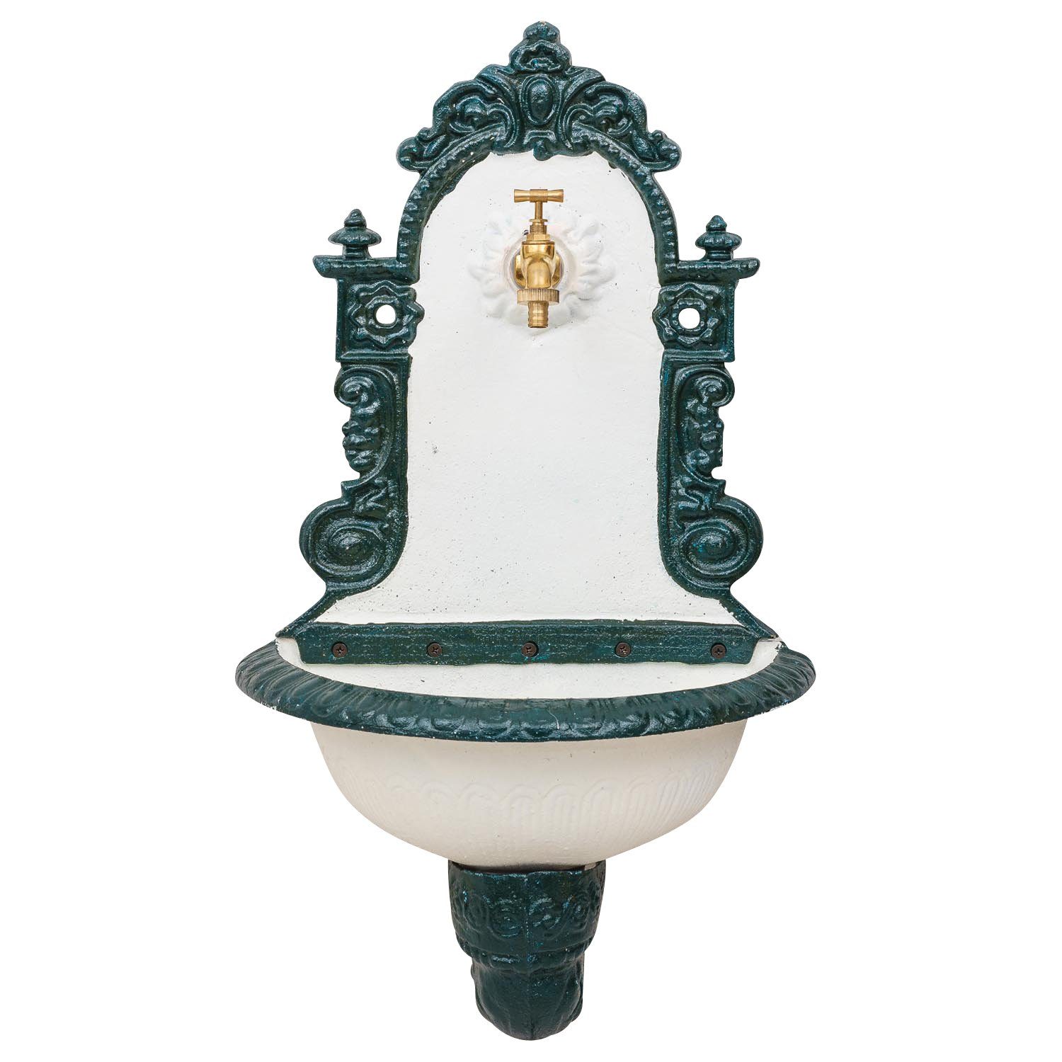 Aubaho Dekoobjekt Waschbecken Wandbrunnen Garten Eisen Antik-Stil Brunnen 76cm