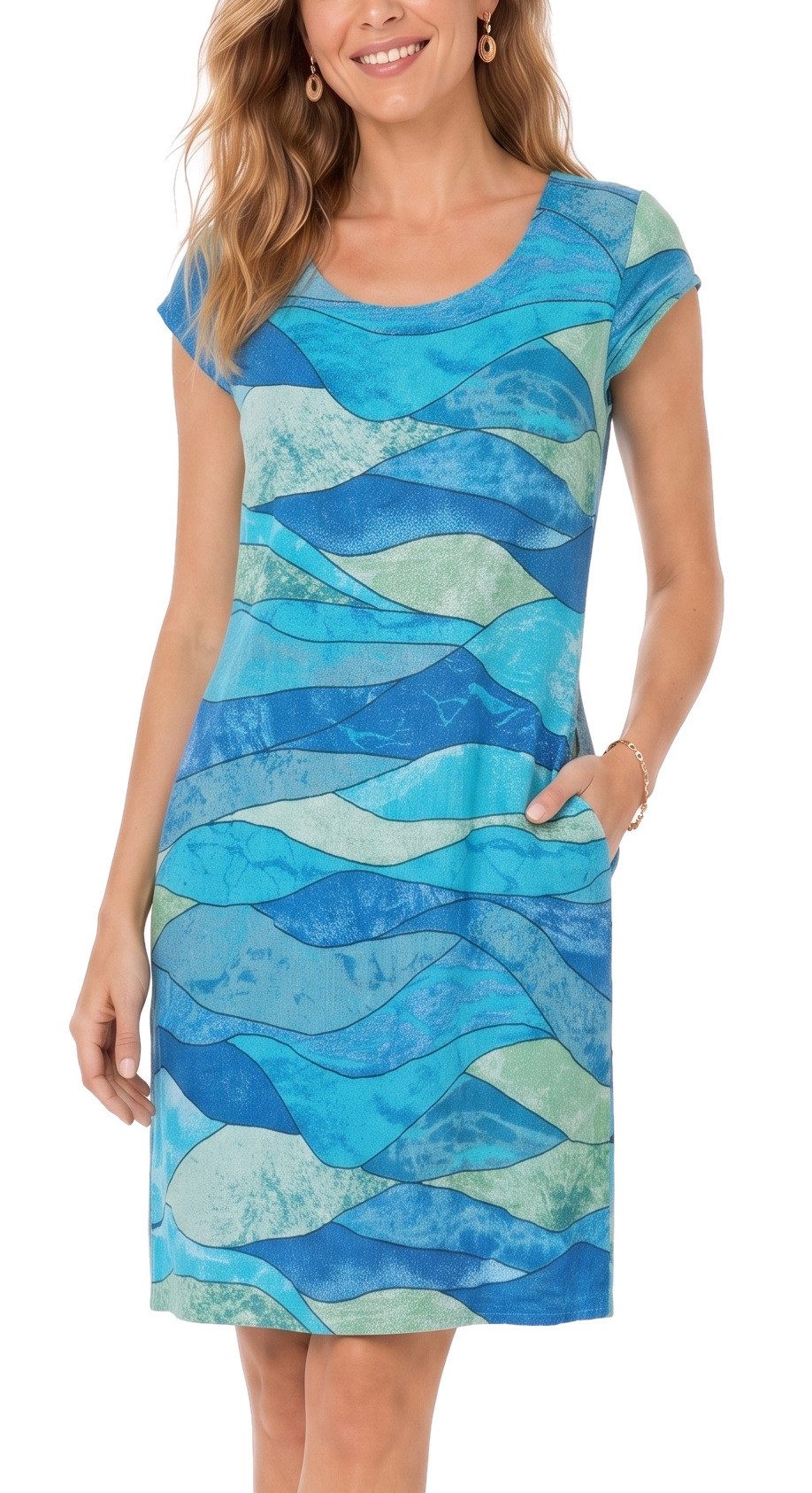dy_mode Midikleid Damen Leinenkleid Knielanges Sommerkleid Midi Kleid Strandkleid leicht taillierte Passform, mit seitlichen Eingriffstaschen