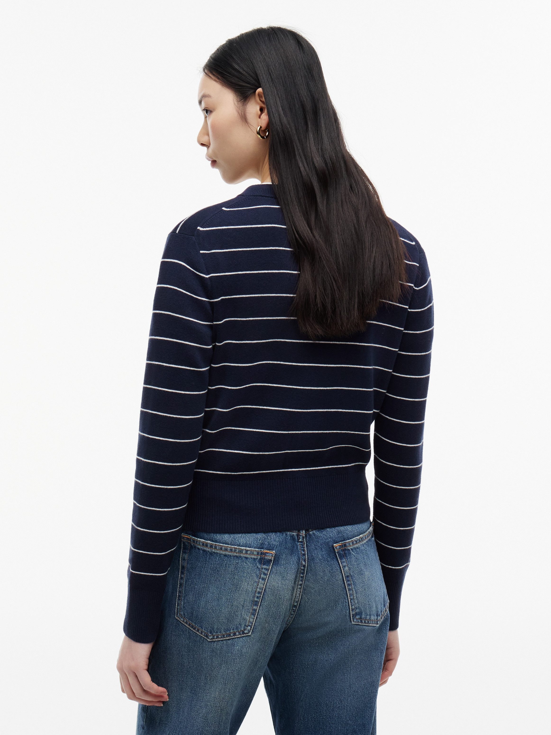 Tommy Hilfiger Strickjacke FULL NEEDLE STITCH CARDIGAN Baumwolle, goldfarbene Knöpfe