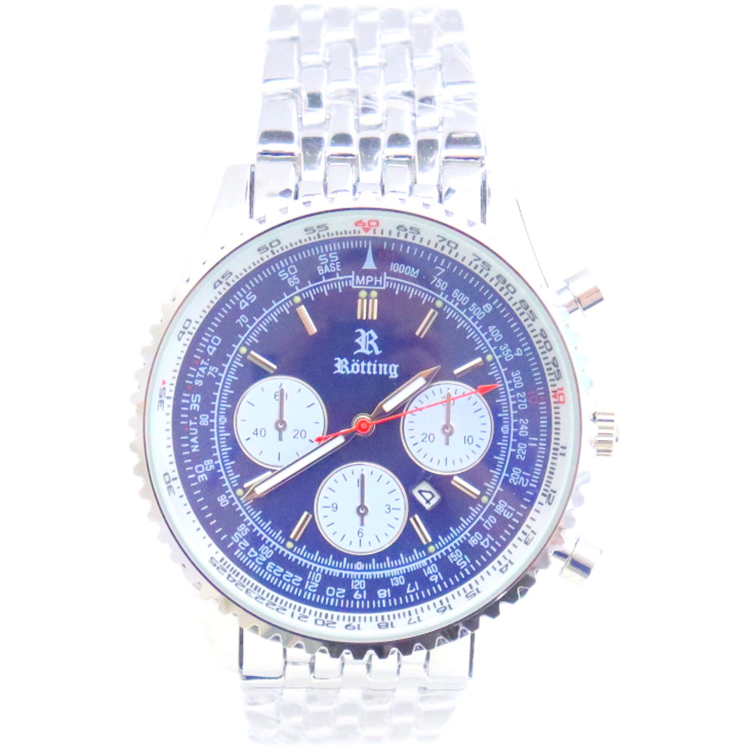 Rötting Design Quarzuhr Herrenuhr Quarz blaues Ziffernblatt in Flieger-Look günstig online kaufen
