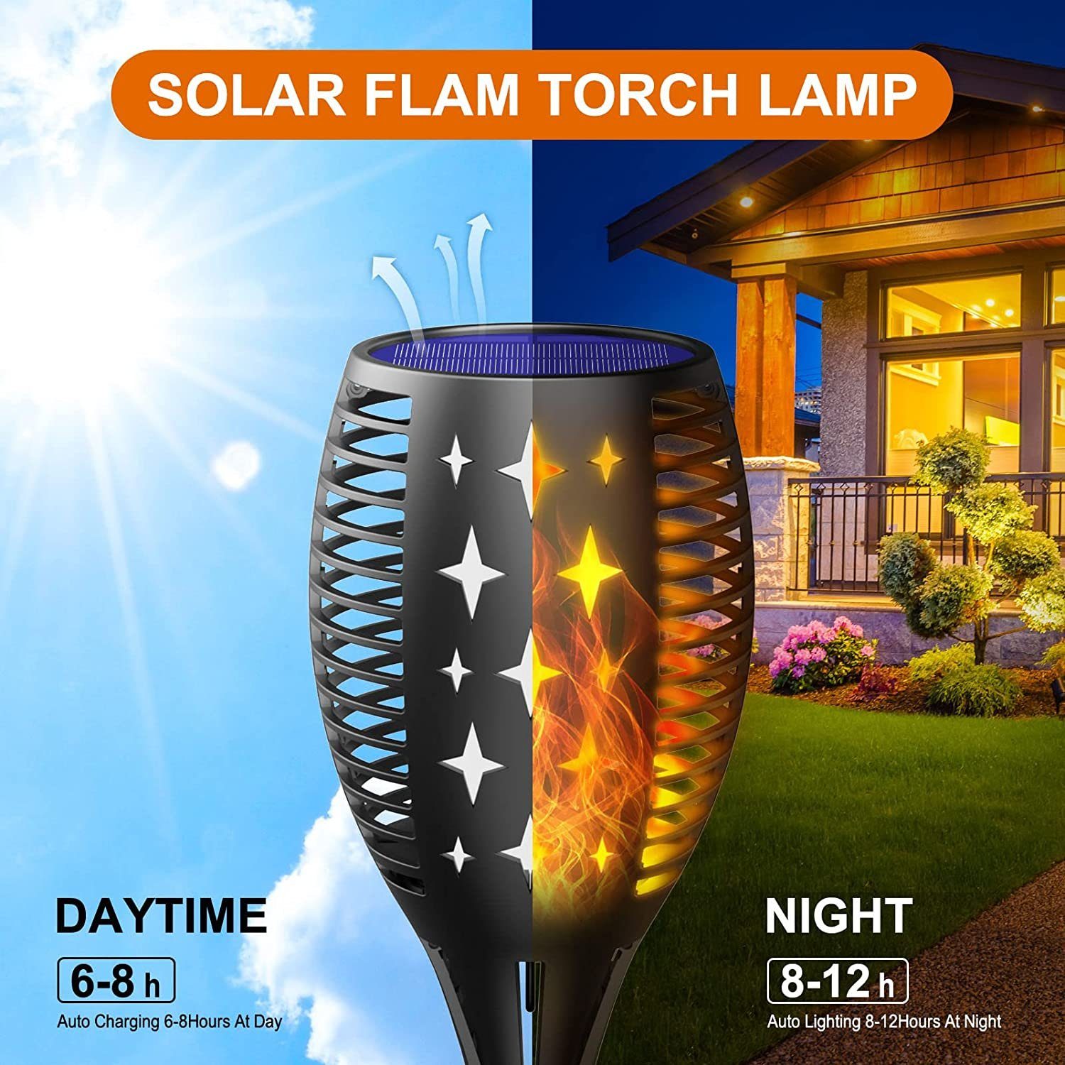 Diyarts LED Gartenleuchte, LED fest integriert, Warmweiß, realistische  Flammeneffekte, Gartenbeleuchtung, 90cm hoch, 96 Led´s, IP65