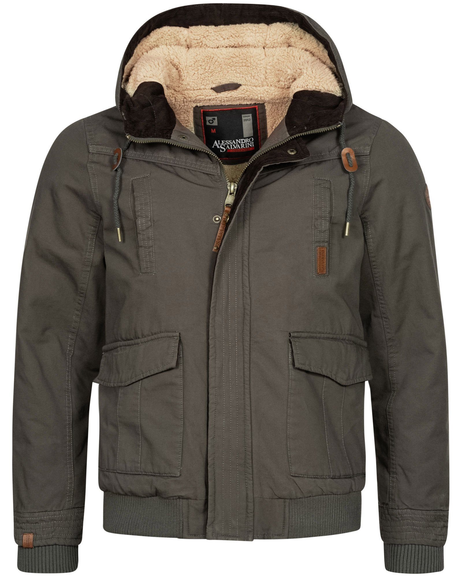 warmem Salvarini ASRigio Teddyfell Alessandro Dunkelgrau Winterjacke mit