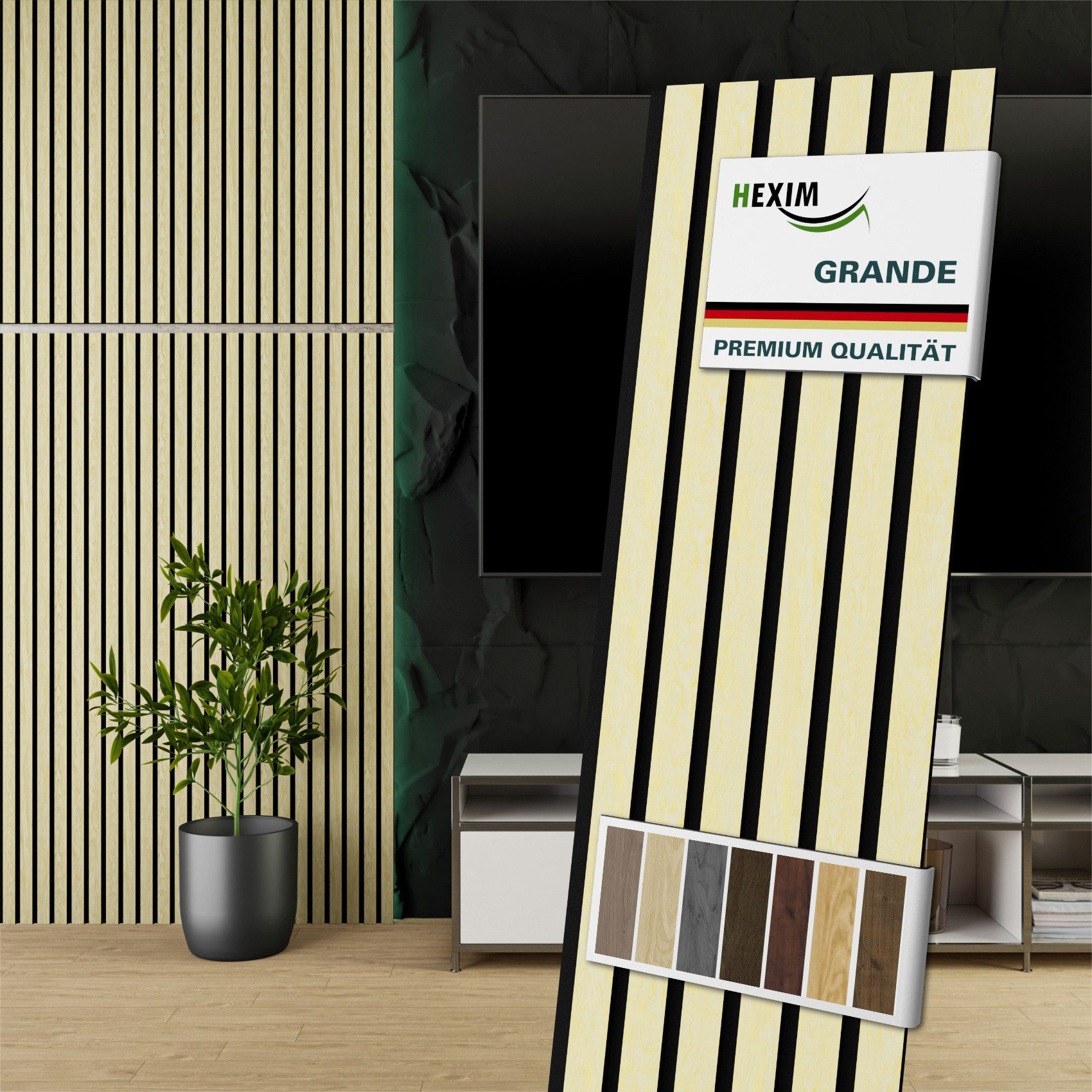 Hexim Wandpaneel, (Akustikpaneele Holz 140x30cm Grande günstig online kaufen