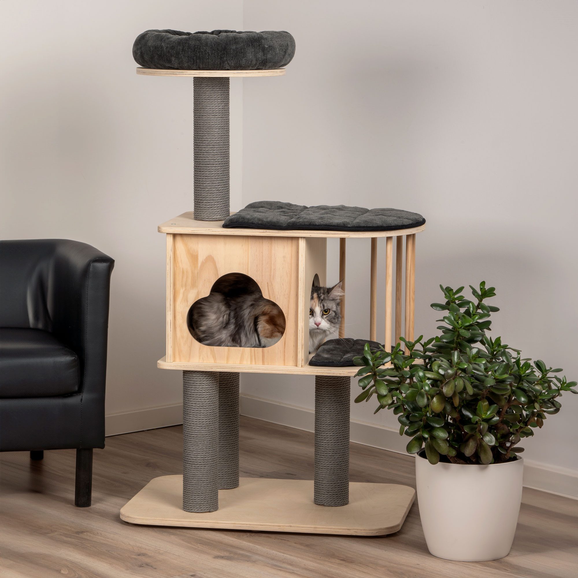 dobar Tierhaus dobar Kratzbaum "Mila" mit Kuschelhöhle - 68 x 48 x 116 cm