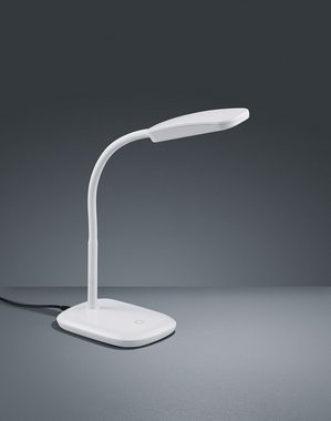 TRIO Leuchten LED Tischleuchte Boa, LED fest integriert, Warmweiß, Schreibtischlampe, weiß, Touch Dimmer, warmweiß, verstellbarer Flexarm