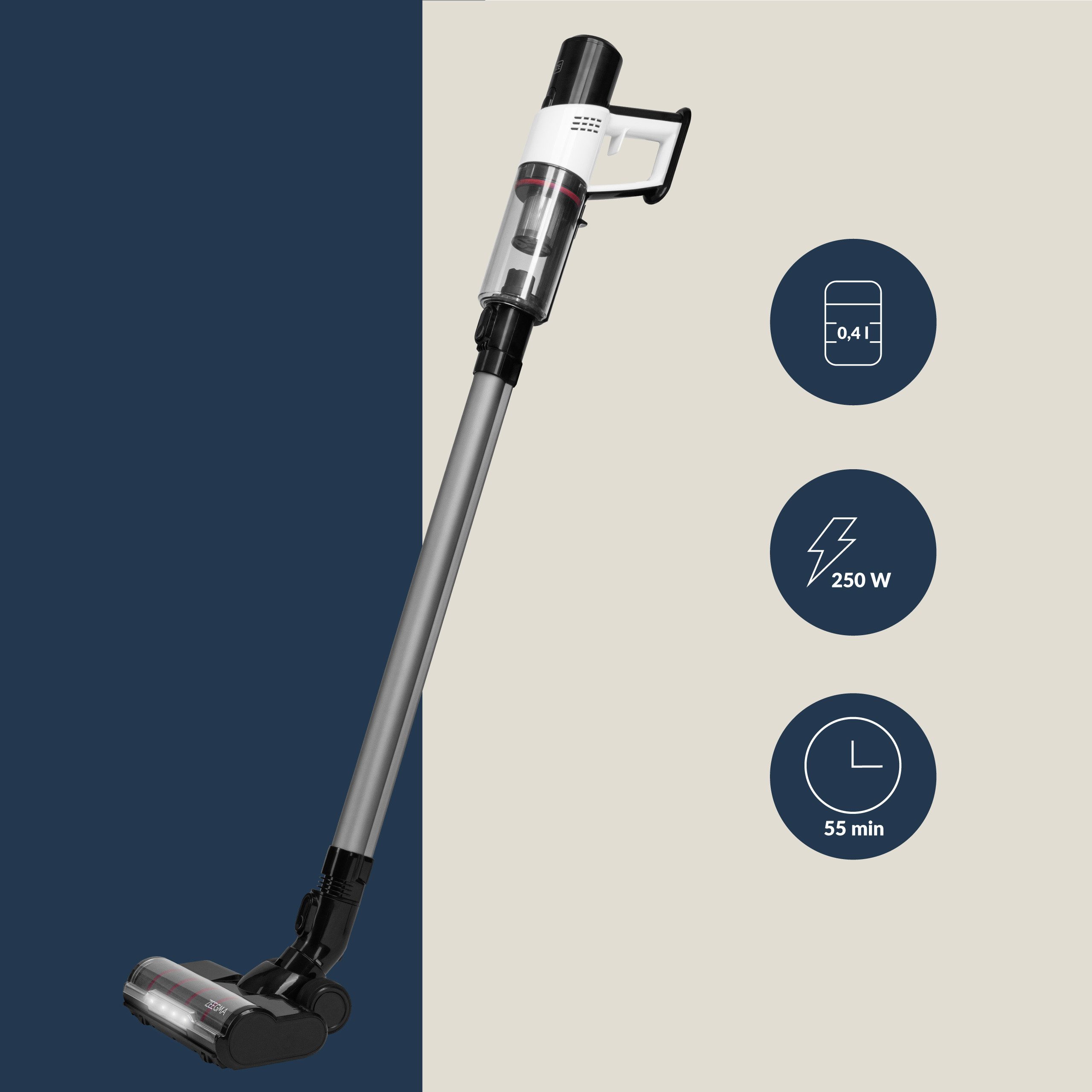 Zeegma Akku-Handstaubsauger ZONDER KLAAR BASE, 250,00 W, beutellos 0,4 l, Nasssaug-/Waschfunktion/250W/2200mAh/Intelligentes Ladegerät