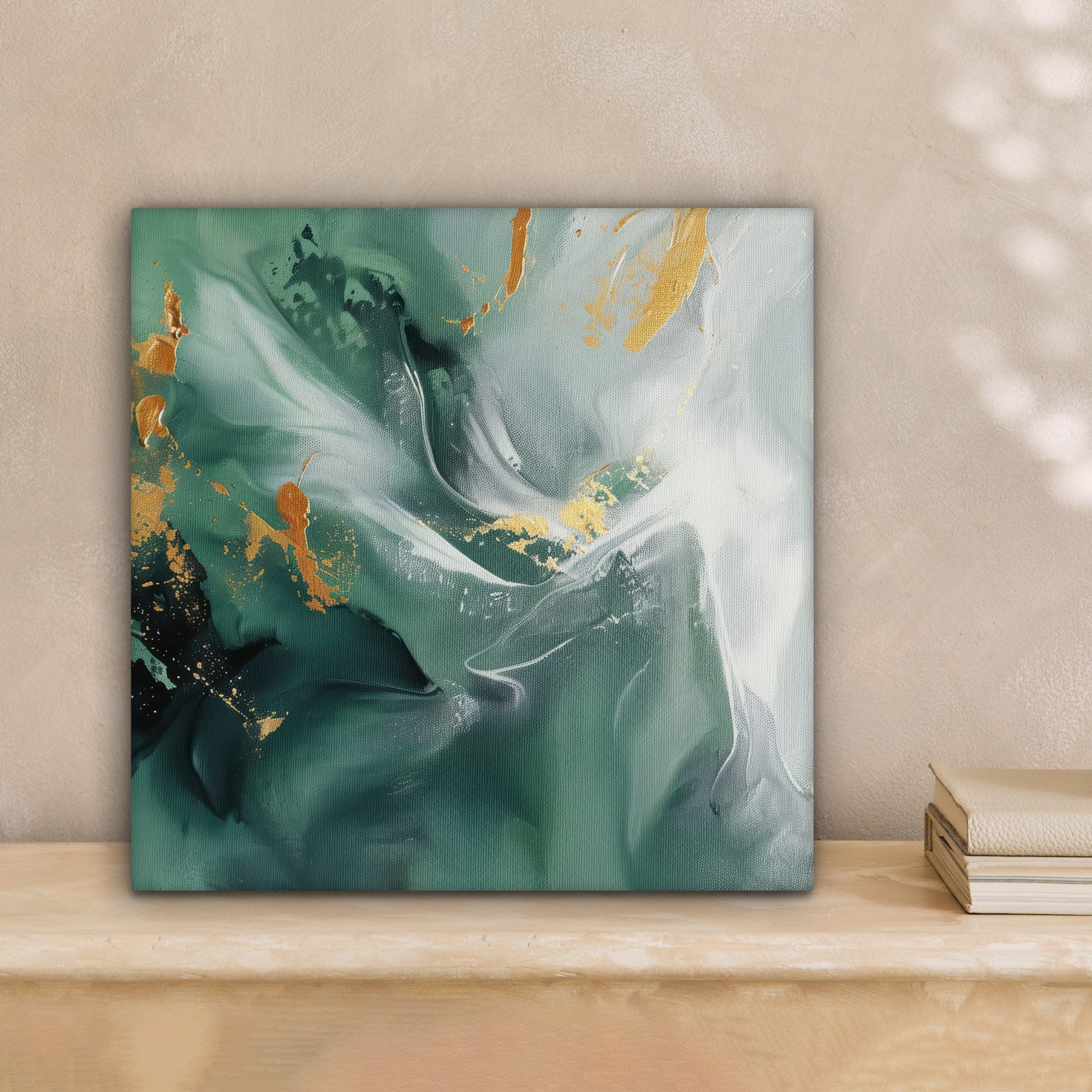 OneMillionCanvasses® Leinwandbild Grün - Modern - Marmor - Abstrakt, Fotodruck (1 St), Wandbild, Deko Schlafzimmer Wohnzimmer Flur 20x20 cm