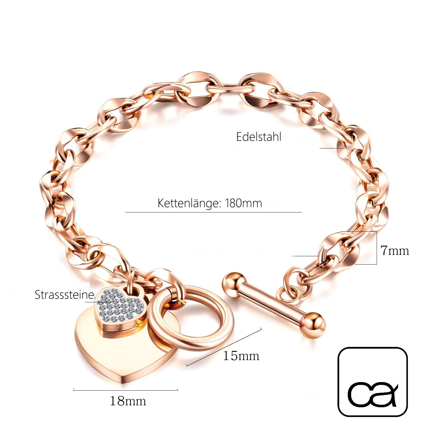 COLLEZIONE ALESSANDRO Armband Strassherz (1-tlg)