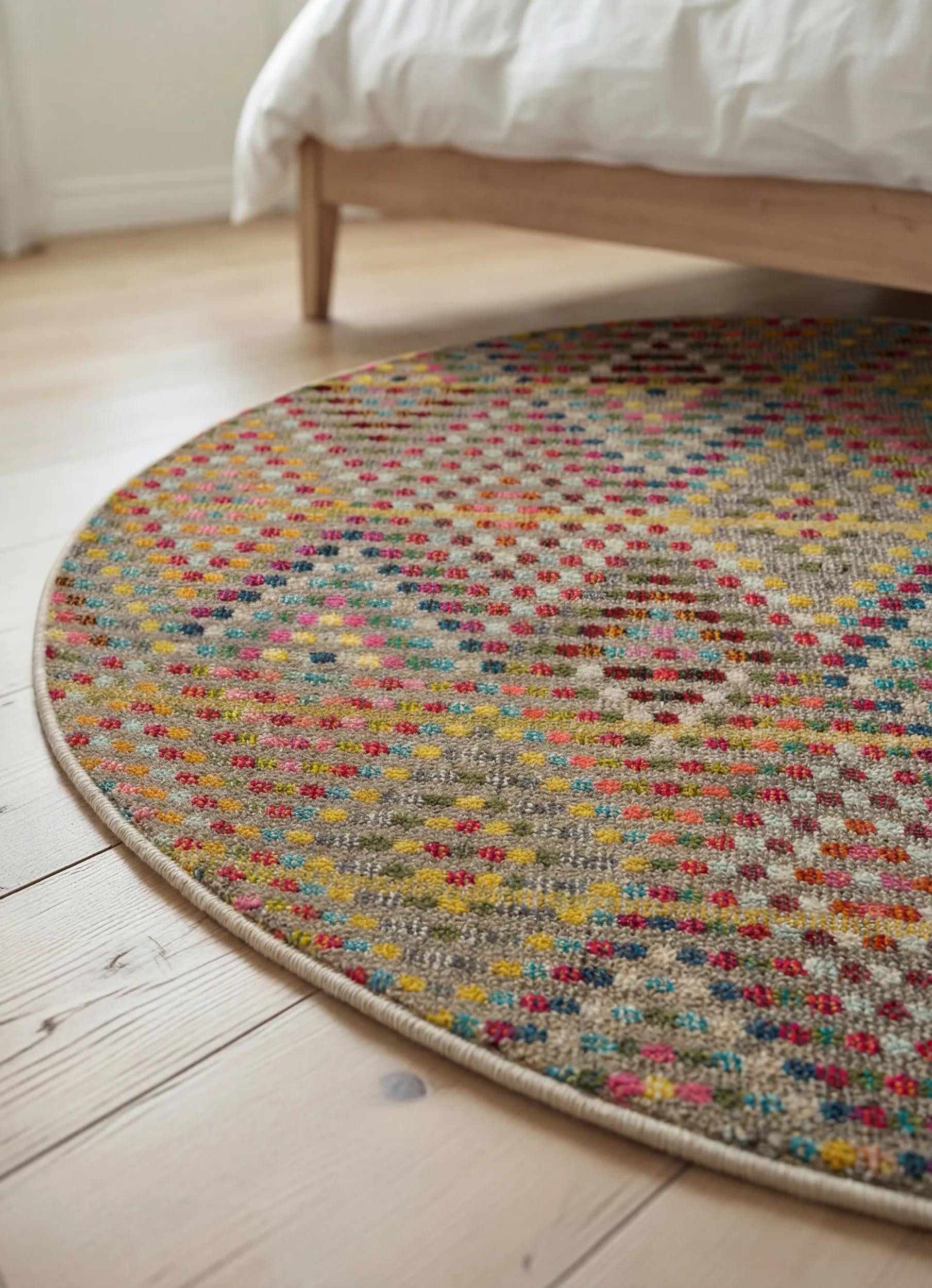 benuta Teppich Casa, rund, Höhe: 11 mm, Teppich Wohnzimmer, Esszimmer, Schlafzimmer, Flur, Farbenfroh, Retro